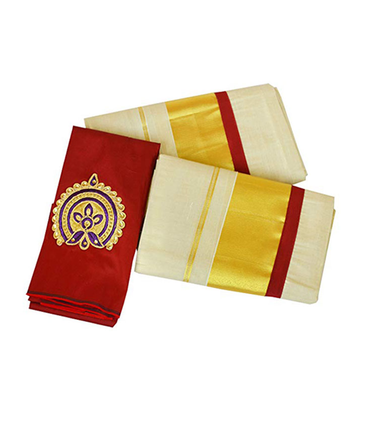 Set Mundu Red & Gold